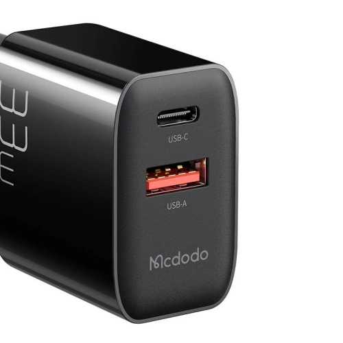 Ładowarka sieciowa Mcdodo CH-0921 USB-A, USB-C, GaN, 33W (czarna)