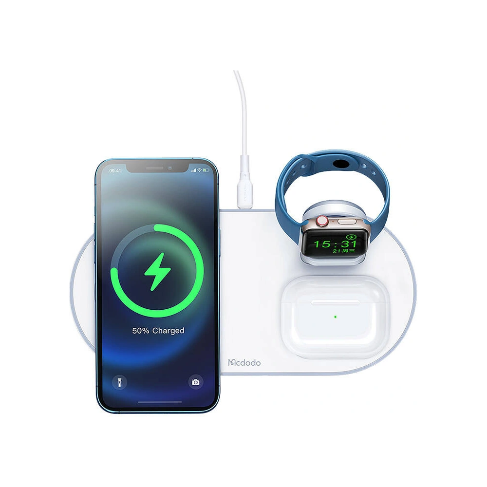 Hurtownia GSM - Încărcător wireless 3w1 Mcdodo CH-7060 3w1, 15W alb - MDD214 - {ean13} - Hurt