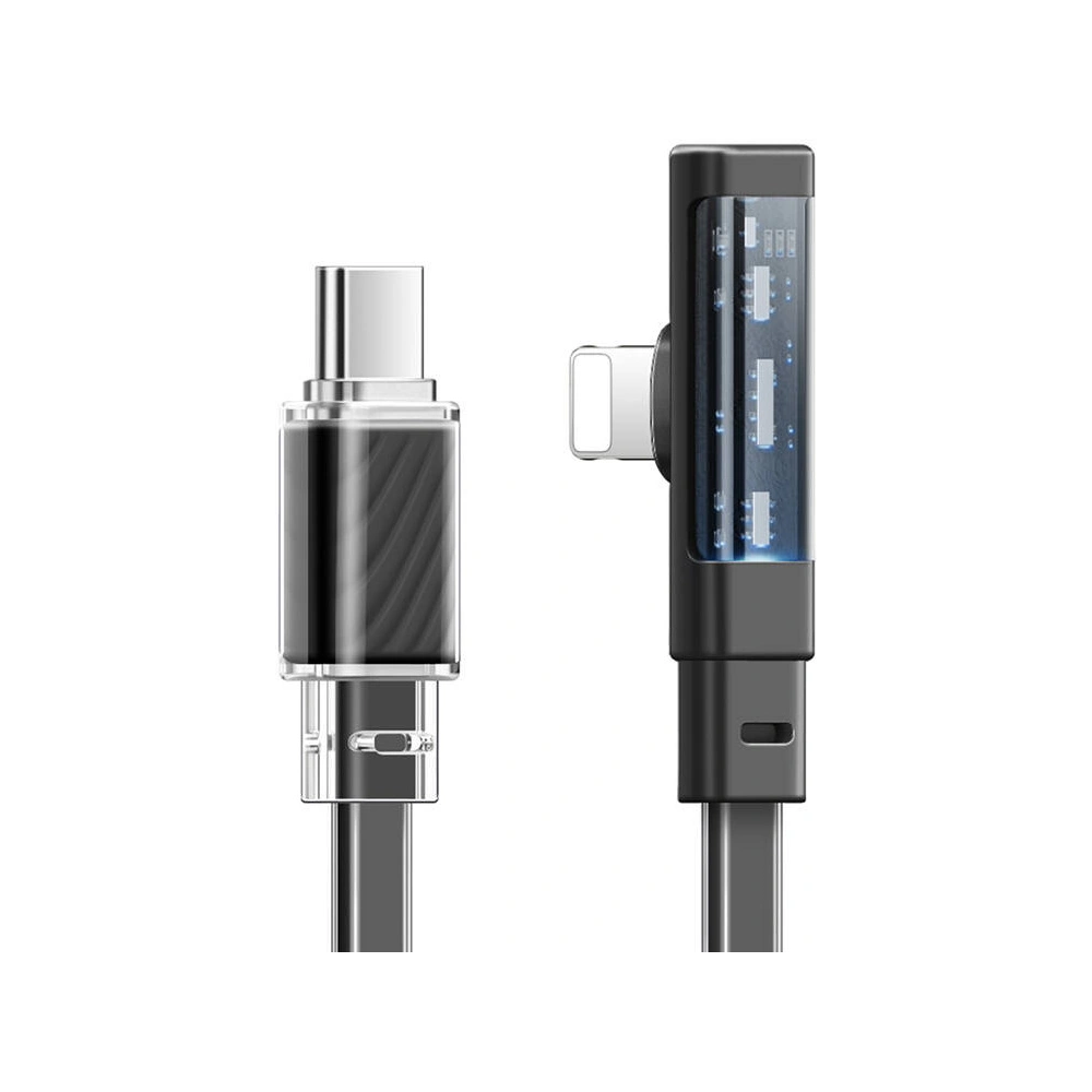 Hurtownia GSM - Kabel kątový Mcdodo CA-3440 USB-C / Lightning, 1.2m s LED (černý) - MDD221 - {ean13} - Hurt