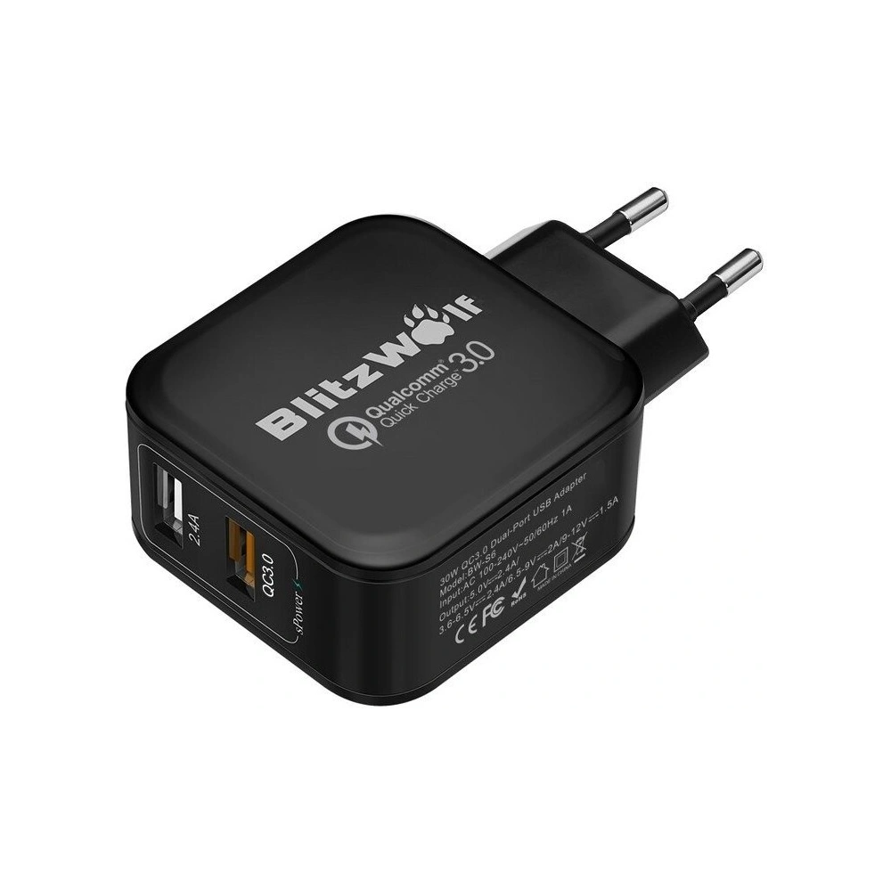 Hurtownia GSM - Ładowarka sieciowa USB BlitzWolf BW-S6 30W czarna - BLZ050BLK - {ean13} - Hurt