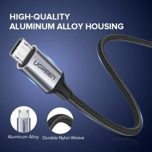 Kabel micro USB UGREEN QC 3.0 2.4A 0.25m (czarny)