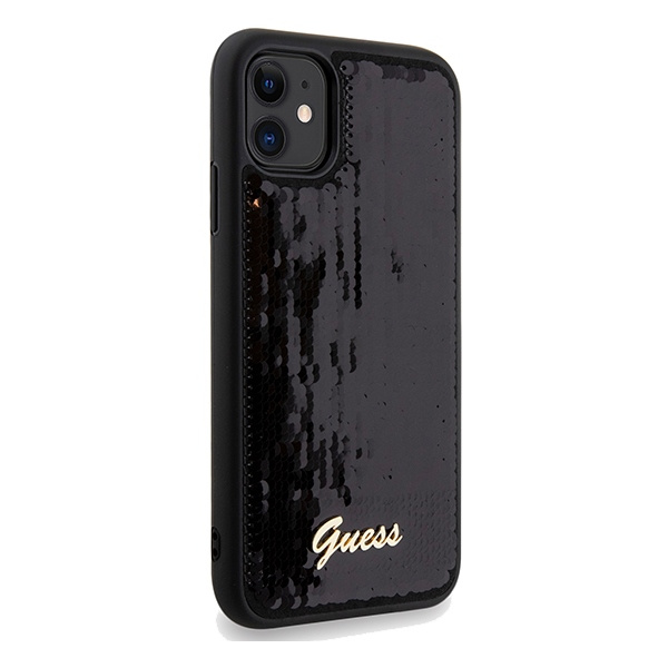 Kryt Guess GUHCN61PSFDGSK Apple iPhone XR / 11 hardcase Sequin Script Metal black