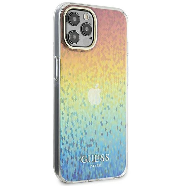 Kryt Guess GUHCP12MHDECMI Apple iPhone 12 / 12 Pro hardcase IML Faceted Mirror Disco Iridescent multicoloured