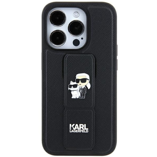 Karl Lagerfeld Distributor - 3666339206772 - KLD1827 - Karl Lagerfeld KLHCN61GSAKCPK Apple iPhone XR / 11 hardcase Gripstand Saffiano Karl&Choupette Pins black - B2B homescreen