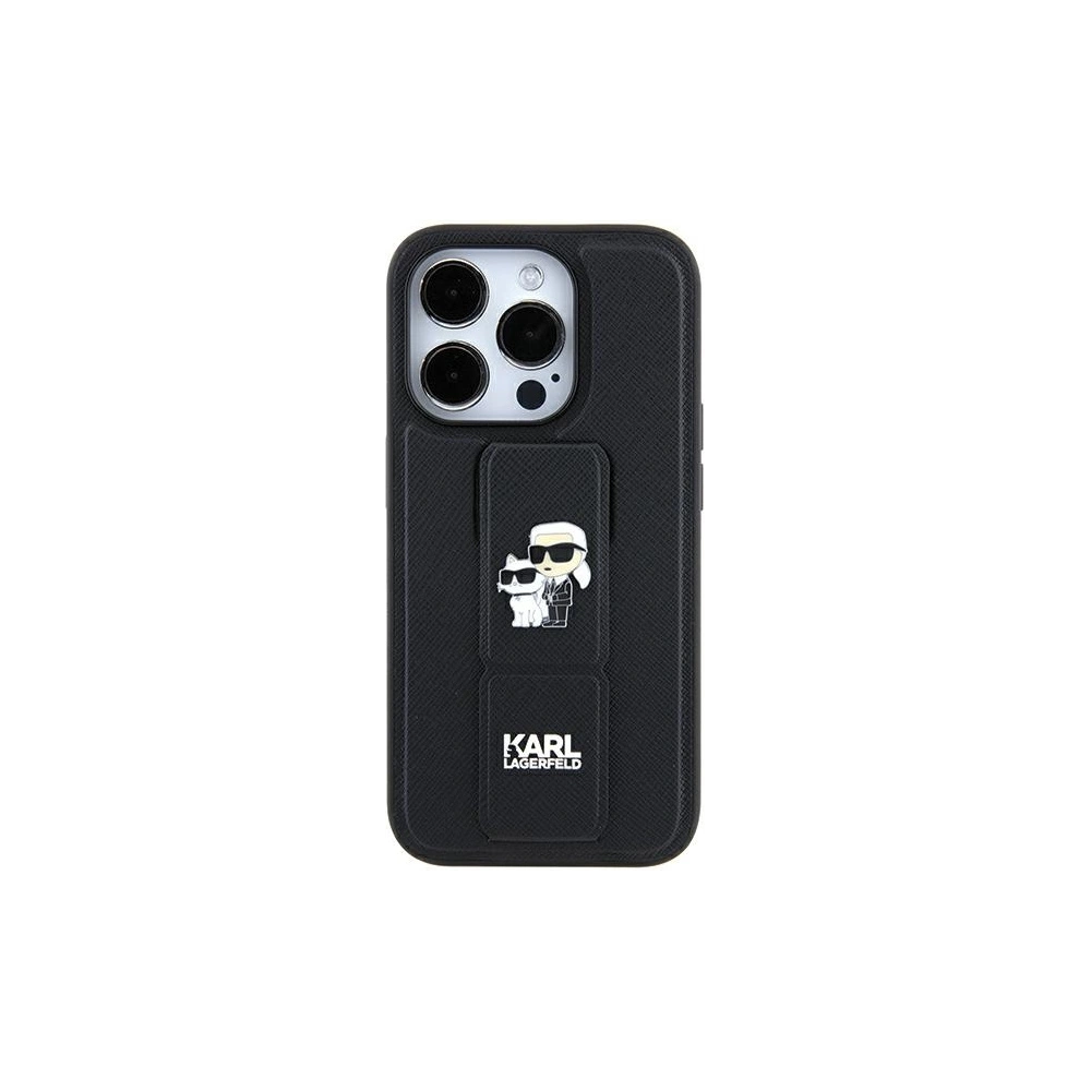 Wholesale Karl Lagerfeld KLHCN61GSAKCPK Apple iPhone XR / 11 hardcase Gripstand Saffiano Karl&Choupette Pins black - KLD1827 - {ean13} - Hurt