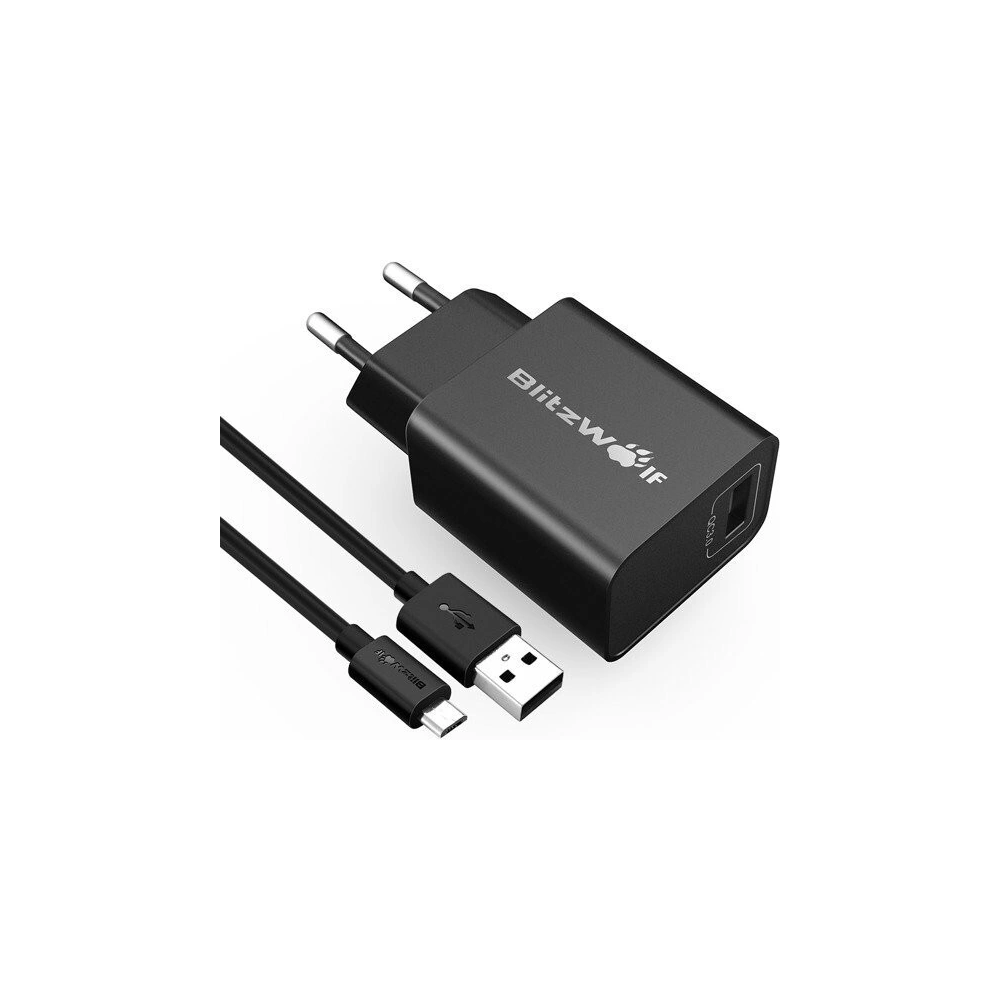 Hurtownia GSM - Încărcător de rețea USB BlitzWolf BW-S9 18W negru + cablu micro USB - BLZ053BLK - {ean13} - Hurt