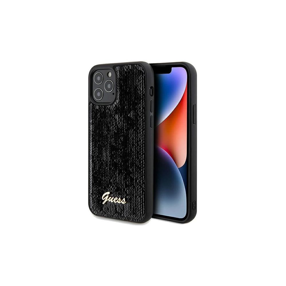 Hurtownia GSM - Etui Guess GUHCP12MPSFDGSK Apple iPhone 12 / 12 Pro husă hardcase Sequin Script Metal negru/black - GUE3058 - {ean13} - Hurt