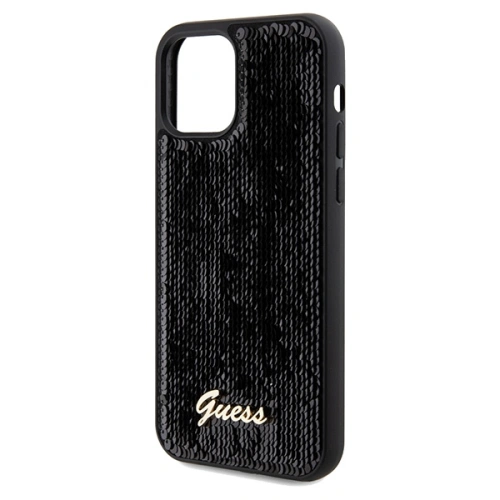 Etui Guess GUHCP12MPSFDGSK Apple iPhone 12 / 12 Pro hardcase Sequin Script Metal czarny/black