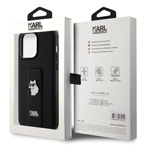 Etui Karl Lagerfeld KLHCP13LGSACHPK Apple iPhone 13 / 13 Pro hardcase Gripstand Saffiano Choupette Pins czarny/black