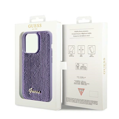 Etui Guess GUHCP13LPSFDGSUApple iPhone 13 / 13 Pro hardcase Sequin Script Metal fioletowy/purple
