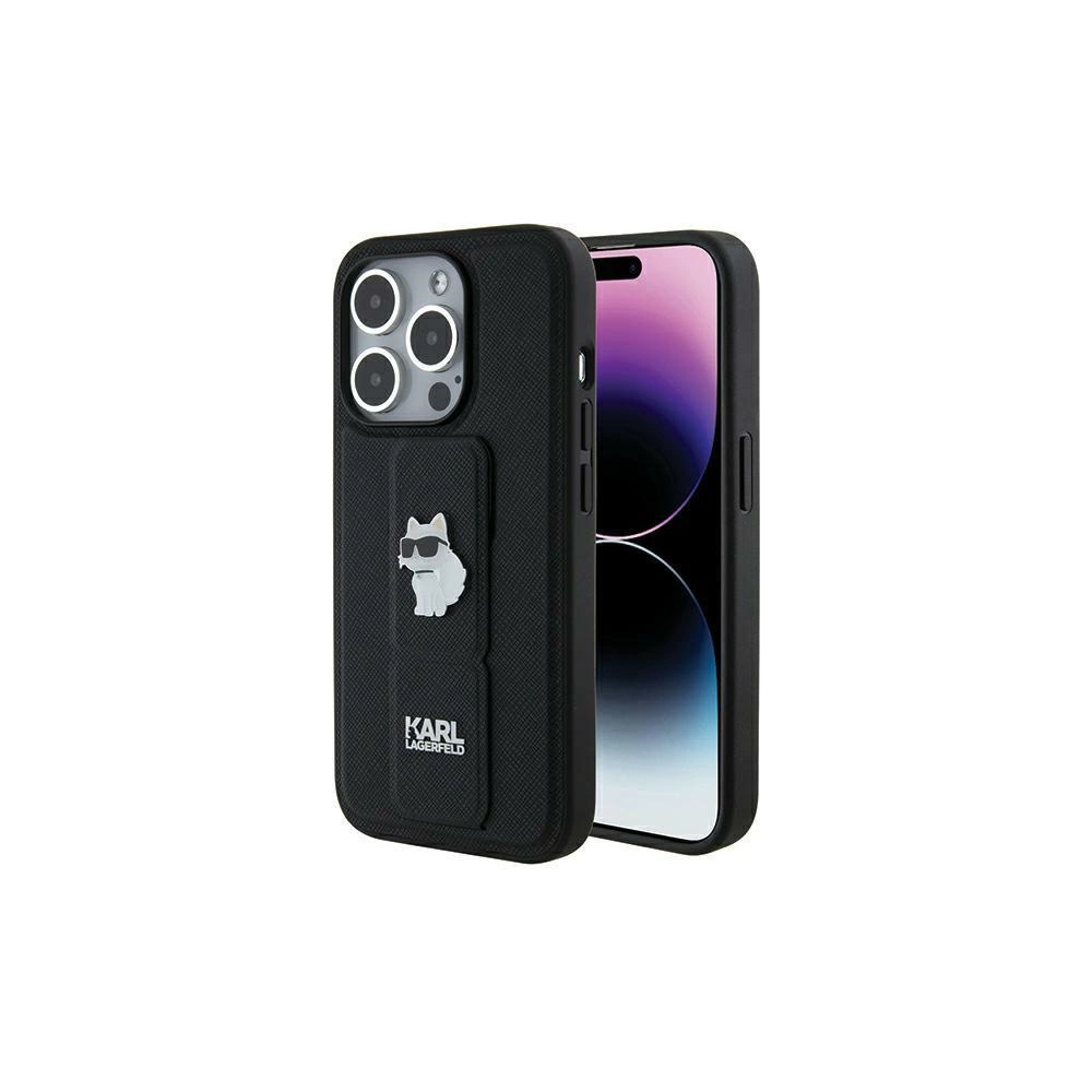 Hurtownia GSM - Etui Karl Lagerfeld KLHCP14LGSACHPK Apple iPhone 14 Pro hardcase Gripstand Saffiano Choupette Pins negru/black - KLD1837 - {ean13} - Hurt