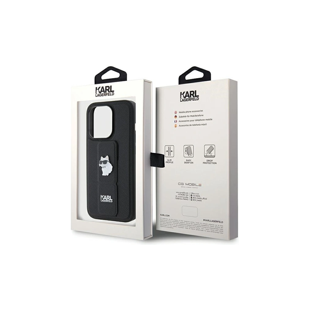 Hurtownia GSM - Etui Karl Lagerfeld KLHCP14LGSACHPK Apple iPhone 14 Pro hardcase Gripstand Saffiano Choupette Pins negru/black - KLD1837 - {ean13} - Hurt