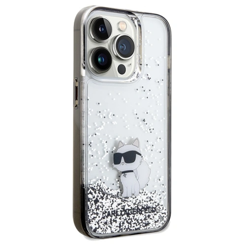 Etui Karl Lagerfeld KLHCP14LLKCNSK Apple iPhone 14 Pro hardcase Liquid Glitter Choupette transparent