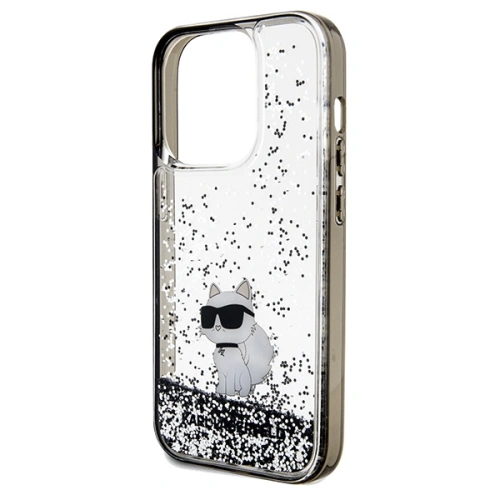 Etui Karl Lagerfeld KLHCP14LLKCNSK Apple iPhone 14 Pro hardcase Liquid Glitter Choupette transparent