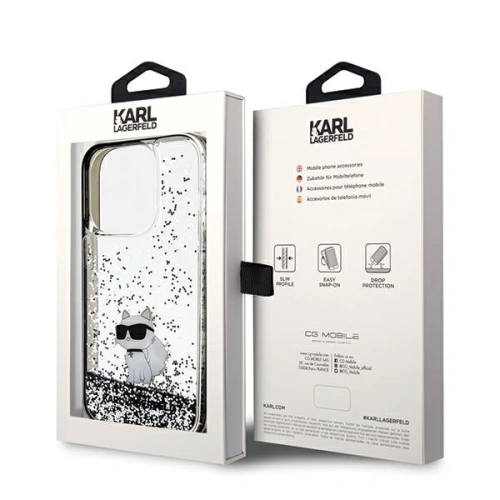 Etui Karl Lagerfeld KLHCP14LLKCNSK Apple iPhone 14 Pro hardcase Liquid Glitter Choupette transparent