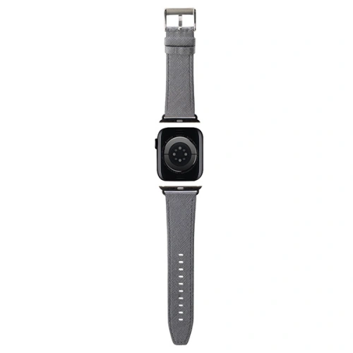 Pasek Karl Lagerfeld KLAWLSAKLHPG Apple Watch 4/5/6/7/SE/8/9/Ultra 44/45/49mm strap Saffiano Monogram srebrny/silver