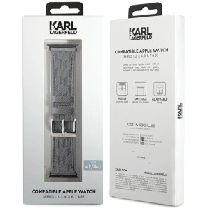Hurtownia GSM - Pasek Karl Lagerfeld KLAWLSAKLHPG Apple Watch 4/5/6/7/SE/8/9/Ultra 44/45/49mm heveder Saffiano Monogram ezüst/silver - KLD1843 - {ean13} - Hurt