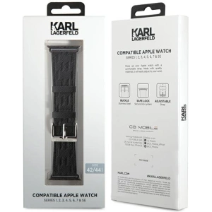 Hurtownia GSM - Pasek Karl Lagerfeld KLAWLSAKLHPK Apple Watch 4/5/6/7/SE/8/9/Ultra 44/45/49mm strap Saffiano Monogram czarny/black - KLD1844 - {ean13} - Hurt