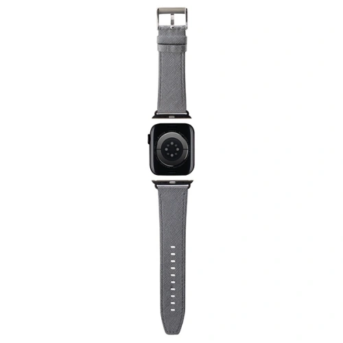 Pasek Karl Lagerfeld KLAWMSAKLHPG Apple Watch 4/5/6/7/SE/8/9/10 40/41/42mm strap Saffiano Monogram srebrny/silver