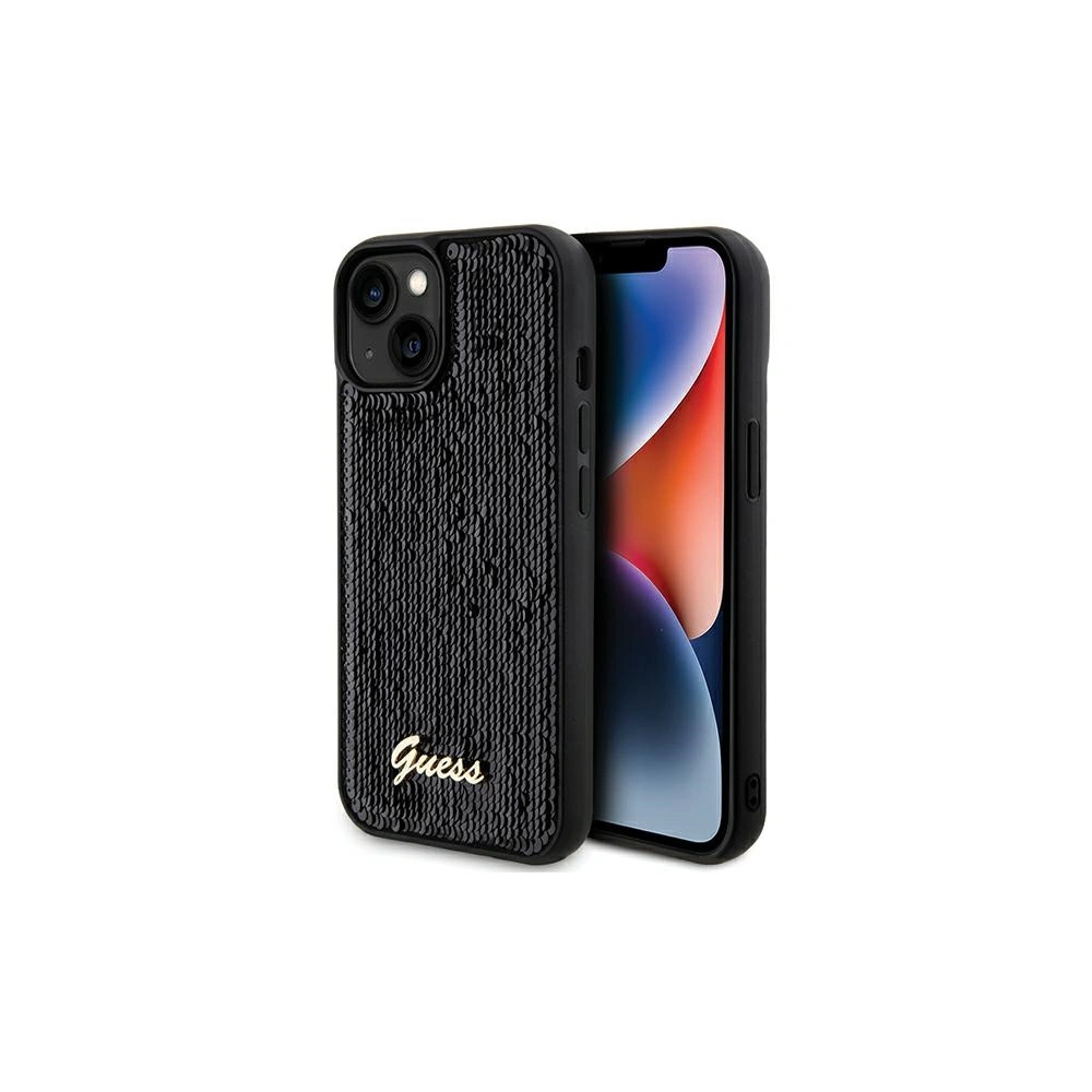 Hurtownia GSM - Etui Guess GUHCP14SPSFDGSK Apple iPhone 15 / 14 hardcase Sequin Script Metal černý/black - GUE3076 - {ean13} - Hurt