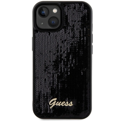 Etui Guess GUHCP14SPSFDGSK Apple iPhone 15 / 14 hardcase Sequin Script Metal czarny/black
