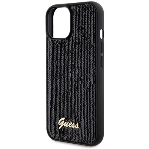 Etui Guess GUHCP14SPSFDGSK Apple iPhone 15 / 14 hardcase Sequin Script Metal czarny/black