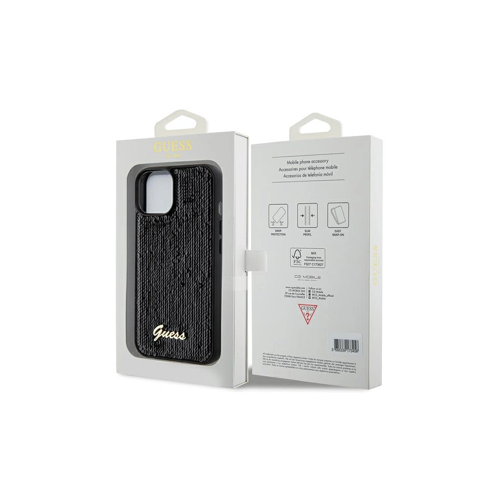 Hurtownia GSM - Etui Guess GUHCP14SPSFDGSK Apple iPhone 15 / 14 hardcase Sequin Script Metal černý/black - GUE3076 - {ean13} - Hurt