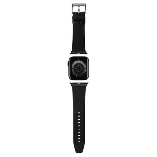 Pasek Karl Lagerfeld KLAWMSAKLHPK Apple Watch 4/5/6/7/SE/8/9/10 40/41/42mm strap Saffiano Monogram czarny/black