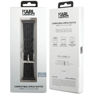 Hurtownia GSM - Pasek Karl Lagerfeld KLAWMSAKLHPK Apple Watch 4/5/6/7/SE/8/9/10 40/41/42mm curea Saffiano Monogram negru/black - KLD1846 - {ean13} - Hurt