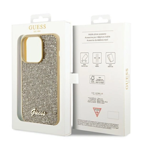 Etui Guess GUHCP14XPMSDGSD Apple iPhone 14 Pro Max hardcase Disco Metal Script złoty/gold