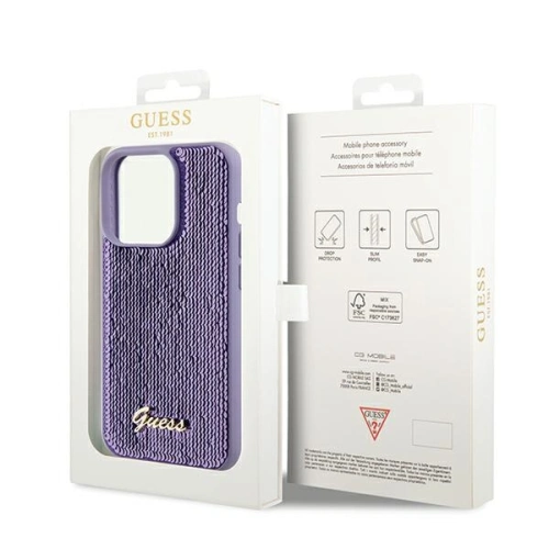 Etui Guess GUHCP14XPSFDGSU Apple iPhone 14 Pro Max hardcase Sequin Script Metal fioletowy/purple