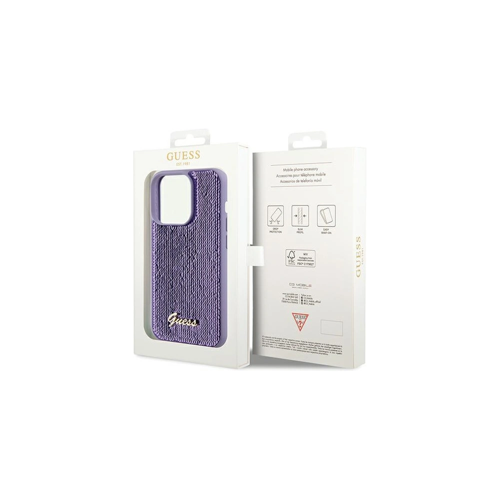 Hurtownia GSM - Case Guess GUHCP14XPSFDGSU Apple iPhone 14 Pro Max Hardcase Sequin Script Metal lila/purple - GUE3083 - {ean13} - Hurt