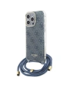 Etui Guess GUHCP15LHC4SEB Apple iPhone 15 Pro kemény tok Crossbody Cord 4G Print kék/blue