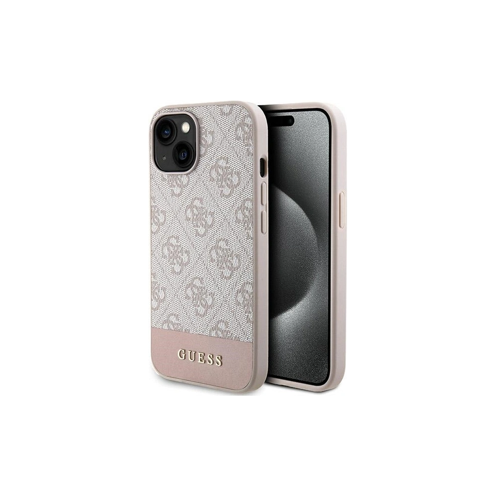 Hurtownia GSM - Etui Guess GUHCP15SG4GLPI Apple iPhone 15 / 14 tvrdý obal 4G Stripe Collection růžový/pink - GUE3089 - {ean13} - Hurt