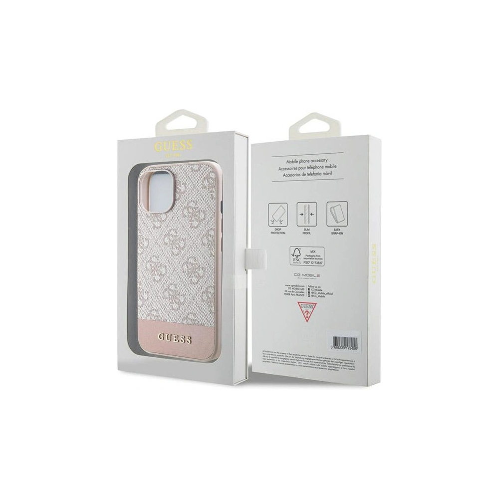 Hurtownia GSM - Etui Guess GUHCP15SG4GLPI Apple iPhone 15 / 14 tvrdý obal 4G Stripe Collection růžový/pink - GUE3089 - {ean13} - Hurt