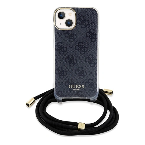 Etui Guess GUHCP15SHC4SEK Apple iPhone 15 / 14 hardcase Crossbody Cord 4G Print czarny/black