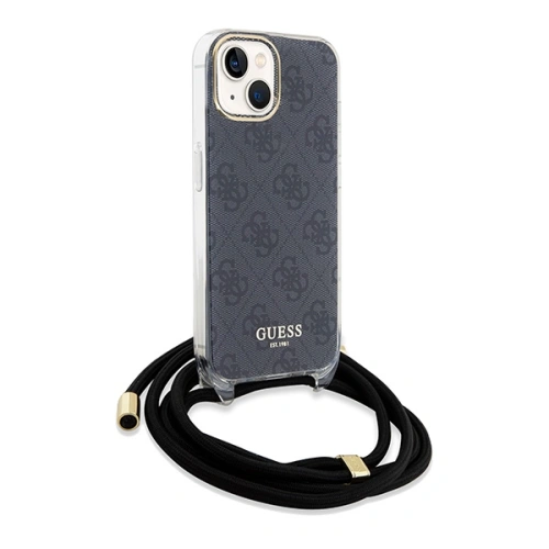 Etui Guess GUHCP15SHC4SEK Apple iPhone 15 / 14 hardcase Crossbody Cord 4G Print czarny/black