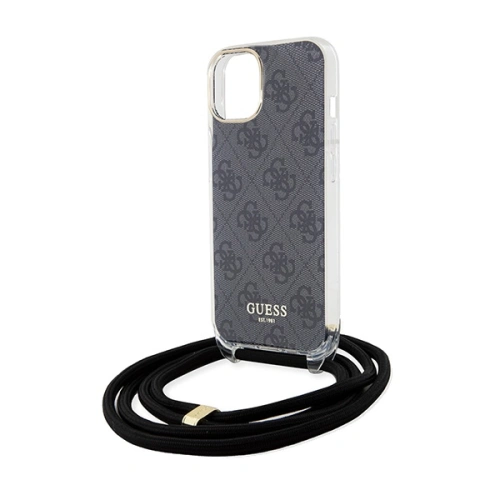 Etui Guess GUHCP15SHC4SEK Apple iPhone 15 / 14 hardcase Crossbody Cord 4G Print czarny/black