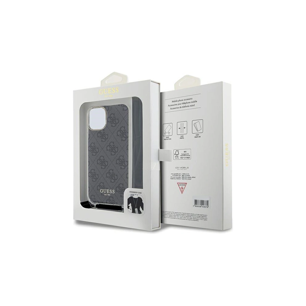 Hurtownia GSM - Case Guess GUHCP15SHC4SEK Apple iPhone 15 / 14 Hartschale Crossbody Cord 4G Druck schwarz/black - GUE3091 - {ean13} - Hurt