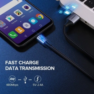 Kabel micro USB UGREEN QC 3.0 2.4A 1.5m (alb)