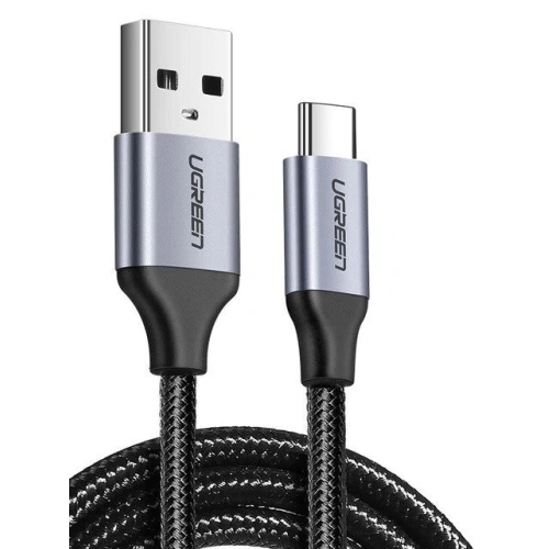 Niklowany kabel USB-C QC3.0 UGREEN 0,25m z aluminiową wtyczką czarny