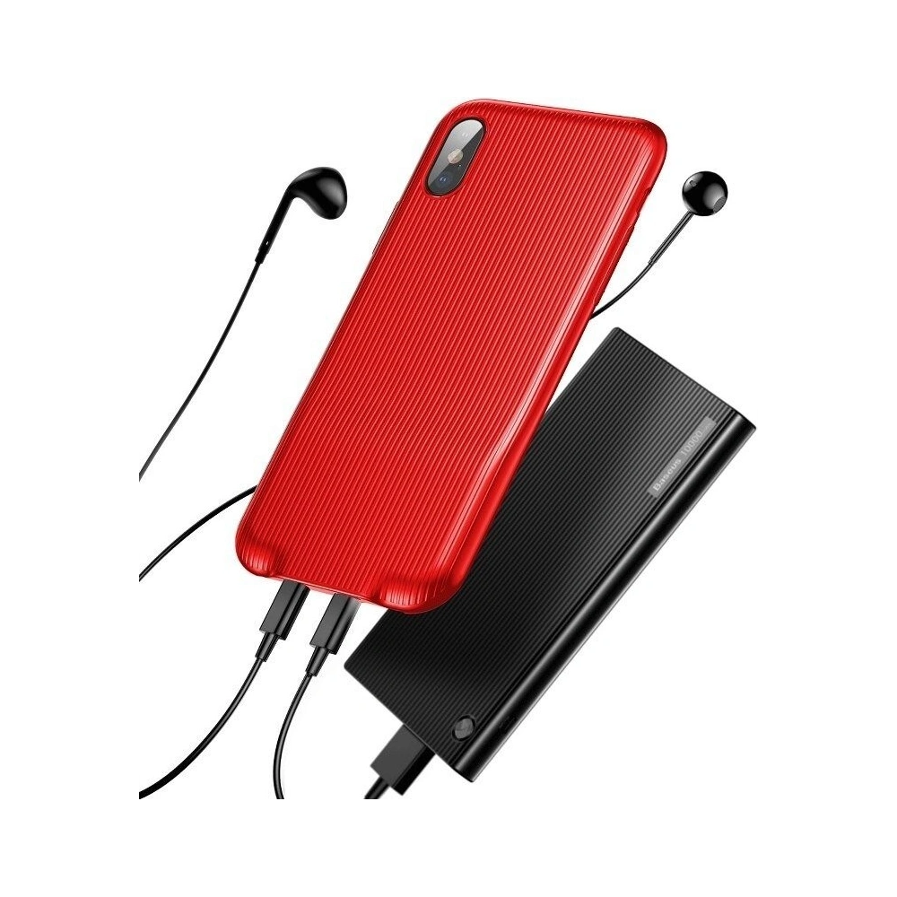 Hurtownia GSM - Etui cu adaptor audio Baseus Audio Case pentru iPhone X (roșu) - BSU523RED - {ean13} - Hurt