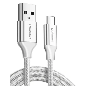 Niklowany kabel USB-C QC3.0 UGREEN 0,25m z aluminiową wtyczką biały