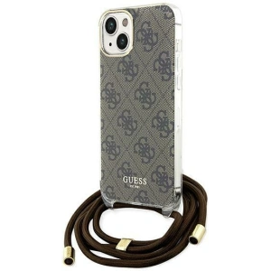 Etui Guess GUHCP15SHC4SEW Apple iPhone 15 / 14 hardcase Crossbody Cord 4G Print brązowy/brown