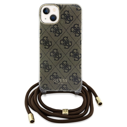 Etui Guess GUHCP15SHC4SEW Apple iPhone 15 / 14 hardcase Crossbody Cord 4G Print brązowy/brown