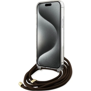 Etui Guess GUHCP15SHC4SEW Apple iPhone 15 / 14 hardcase Crossbody Cord 4G Print brązowy/brown