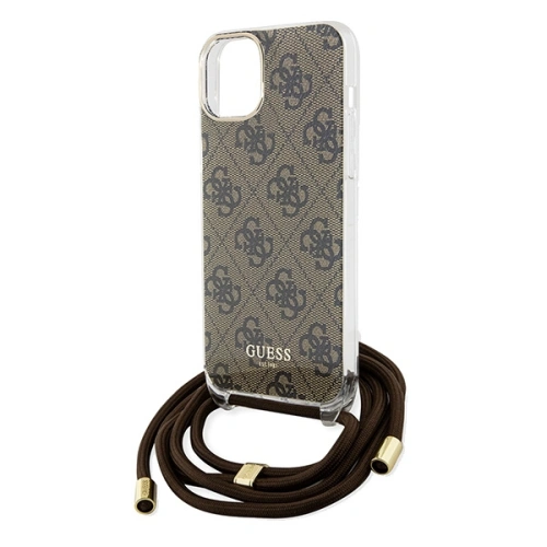 Etui Guess GUHCP15SHC4SEW Apple iPhone 15 / 14 hardcase Crossbody Cord 4G Print brązowy/brown