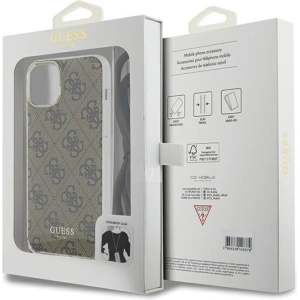 Etui Guess GUHCP15SHC4SEW Apple iPhone 15 / 14 hardcase Crossbody Cord 4G Print brązowy/brown