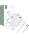 Hálózati töltő Tech-Protect C20W hálózati töltő 2xUSB-C, PD, 20W + USB-C / USB-C 100cm fehér kábel