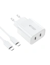 Hurtownia GSM - Hálózati töltő Tech-Protect C20W hálózati töltő 2xUSB-C, PD, 20W + USB-C / USB-C 100cm fehér kábel - THP2455 - {ean13} - Hurt